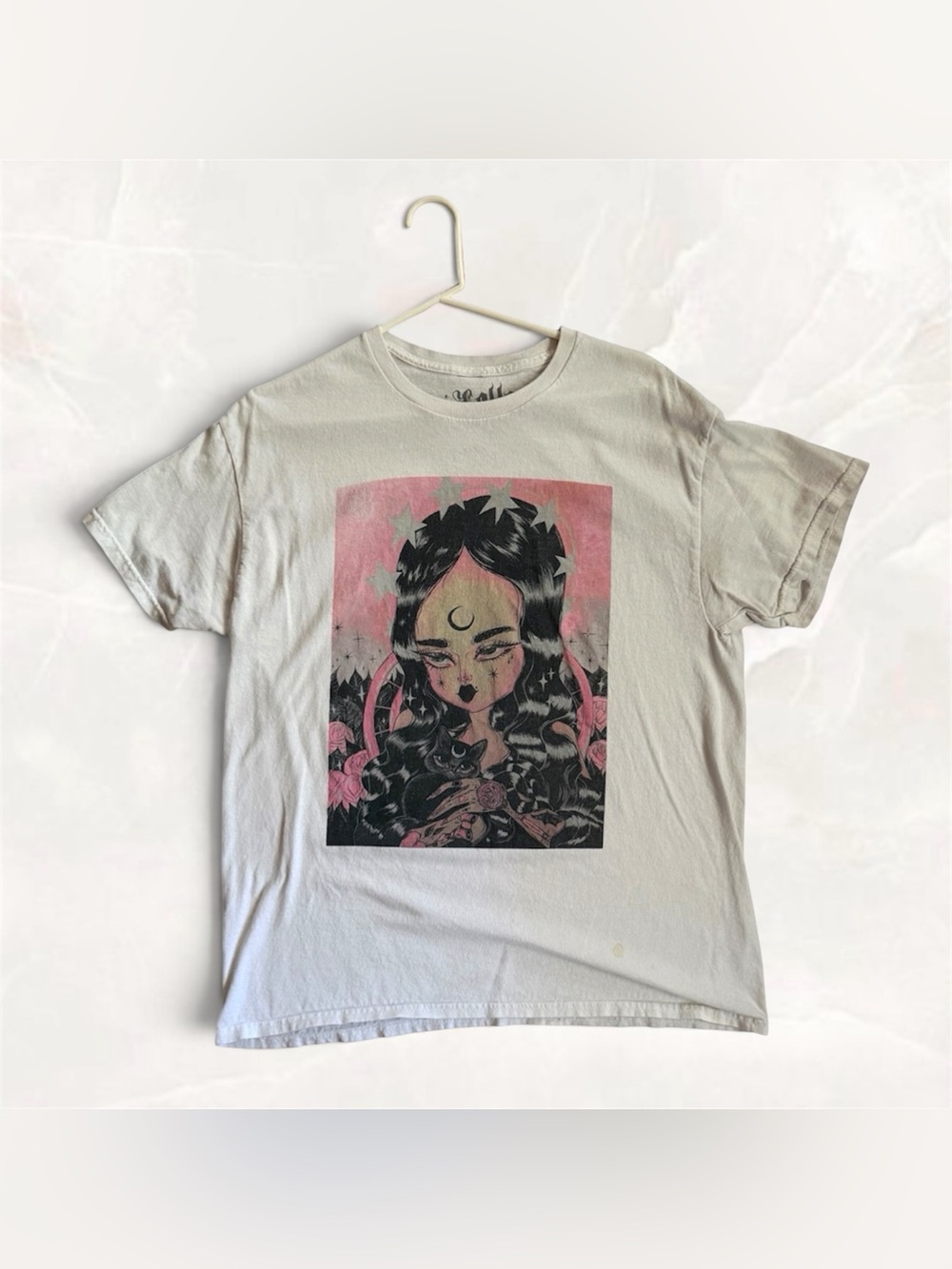 Hot Topic T-shirt Lolle Graphic Tee L White/Pink - Pastel Goth